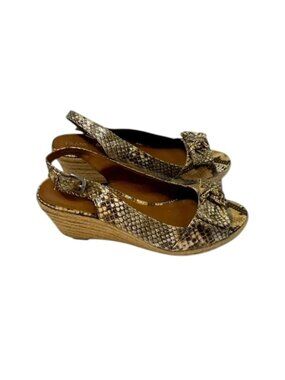 Franko Sarto Womens  Wedge Sandals Size 9 Slingback Faux Snake